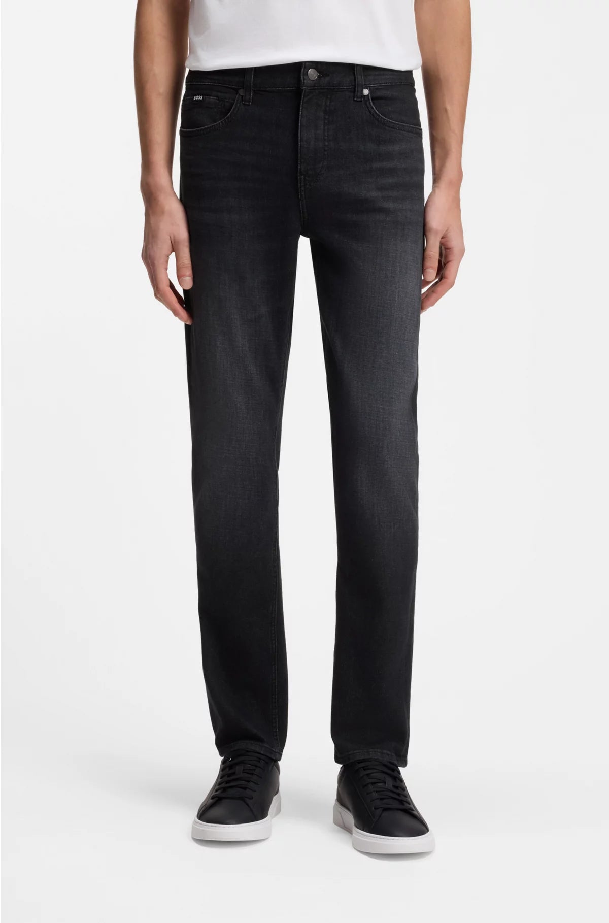DELAWARE SLIM-FIT JEANS IN BLACK SUPER-SOFT ITALIAN DENIM