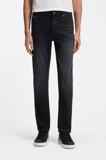 DELAWARE SLIM-FIT JEANS IN BLACK SUPER-SOFT ITALIAN DENIM
