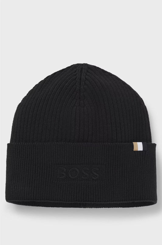 LOGO-EMBROIDERED BEANIE HAT IN WOOL AND COTTON