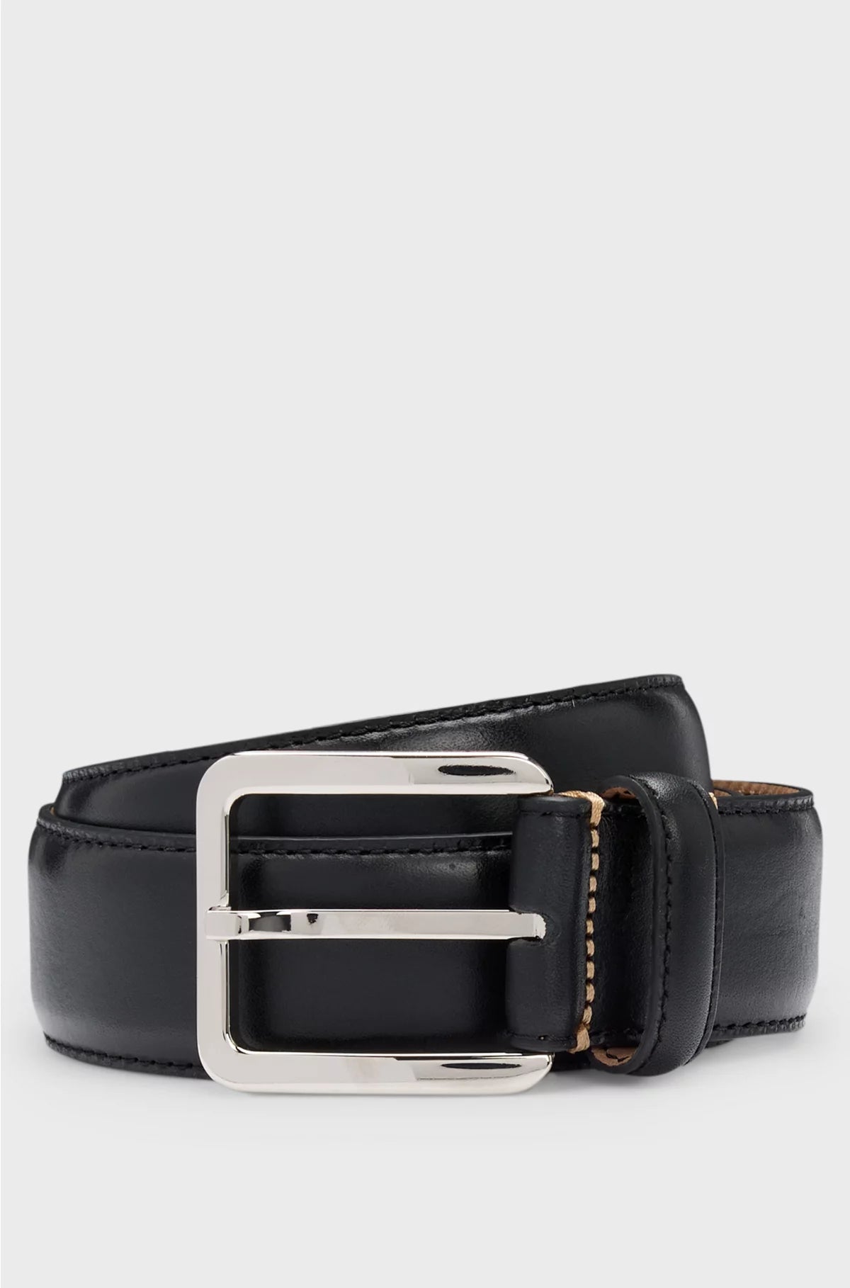 ITALIAN-LEATHER BELT WITH CONTRAST STITCHING