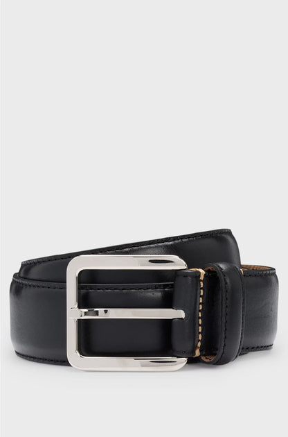 ITALIAN-LEATHER BELT WITH CONTRAST STITCHING