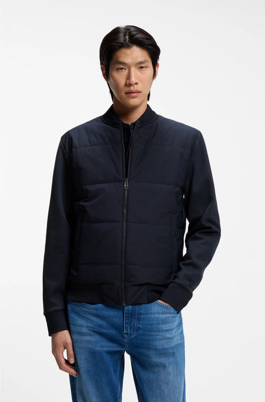 COTTON-BLEND ZIP-UP SWEATSHIRT WITH PADDED FRONT