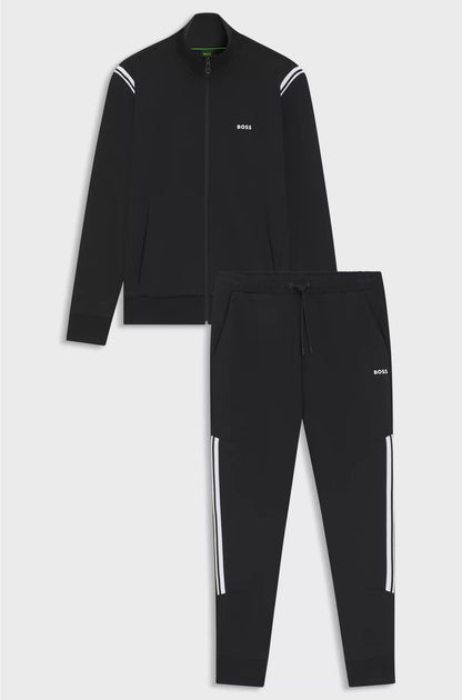 STRETCH-COTTON REGULAR-FIT TRACKSUIT SET WITH STRIPE INSERTS