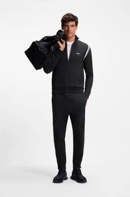 STRETCH-COTTON REGULAR-FIT TRACKSUIT SET WITH STRIPE INSERTS