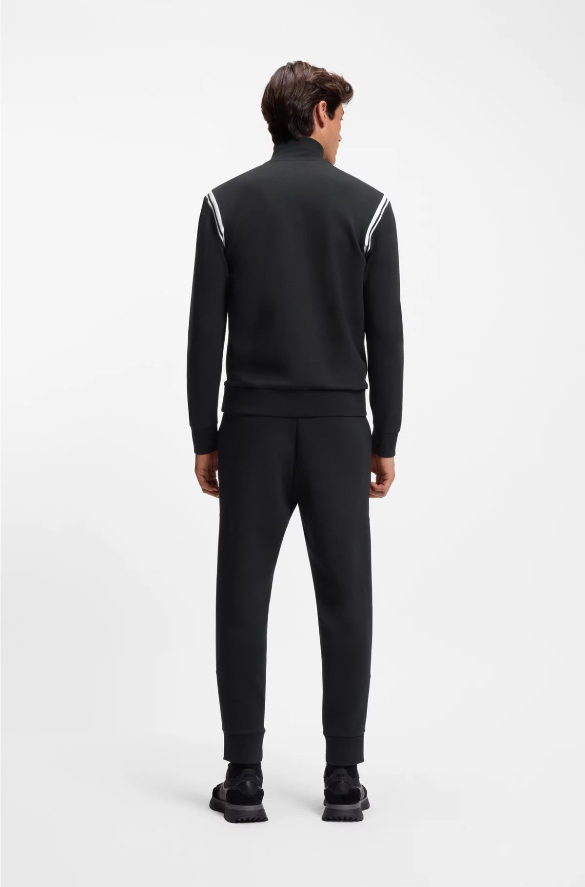 STRETCH-COTTON REGULAR-FIT TRACKSUIT SET WITH STRIPE INSERTS
