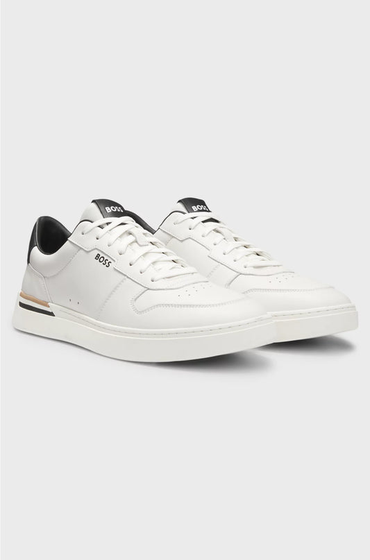 LEATHER TRAINERS WITH LOGO DETAILS